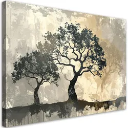 WANDBILD, Grunge Bäume in Beige mit Farbeffekt