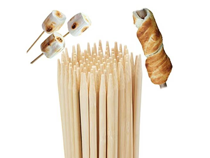 Relaxdays Pics brochettes bambou set de 100 accessoires barbecue grill guimauve 90 cm de long\, nature