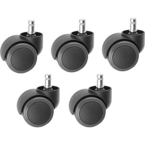 hJh-OFFICE Stuhlrollen ROLO, 619006, 5 Stück, Hartbodenrollen, gebremst, Stift-Ø 11mm