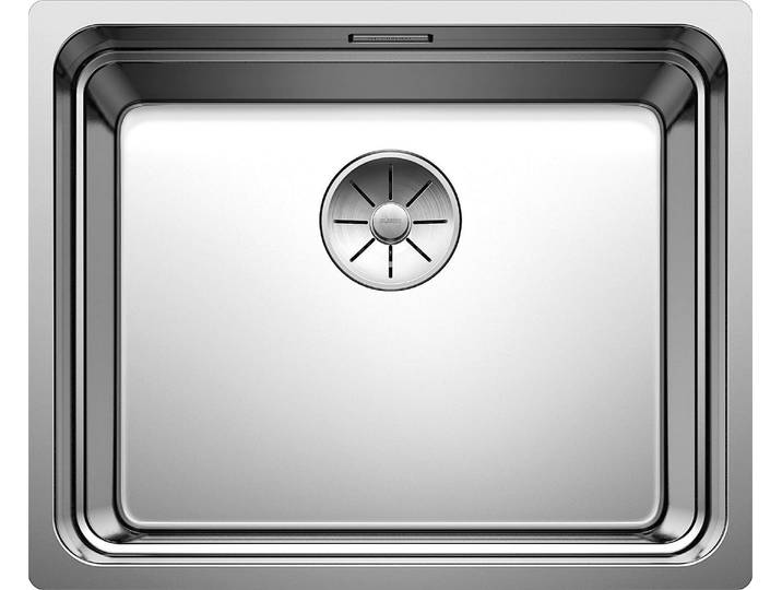 BLANCO ETAGON 500-U, Edelstahl Seidenglanz, ohne Ablauffernbedienung, mit Zubehör, keine Beckenlage, 600 mm Untermaß, Aufsatzwanne, Rechteckig, Edelstahl, Edelstahl, 1 Becken, Rechteckig