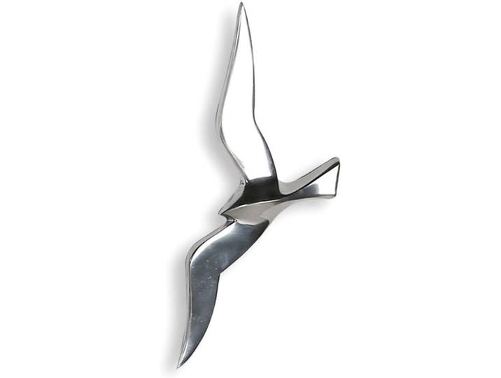 Wanddekoobjekt GILDE Wandobjekt Vogel Flying Bird , silber (silberfarben), B:14cm H:34cm T:2,5cm Ø:0cm, Aluminium, Wanddekoobjekte, Wanddekoobjekt, Kompaktes Format, poliertes Aluminium, Wanddeko