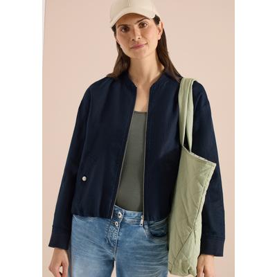 Blouson CECIL, Damen, Gr. L (42), blau (universal blau), Stoff, 100% Leinen, unifarben, normal normal, Rundhals, Rippbündchen, Jacken Blouson, aus Leinen