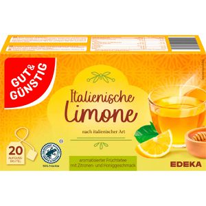 Gut&Günstig Tee Zitronen Italienische Limone, Früchtetee, 50 g, 20 Beutel