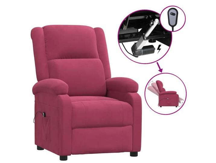 NEW Fauteuil Releveur - - Siège inclinable électrique - 1 place - rouge bordeaux velours{70x93x98 cm} 468229