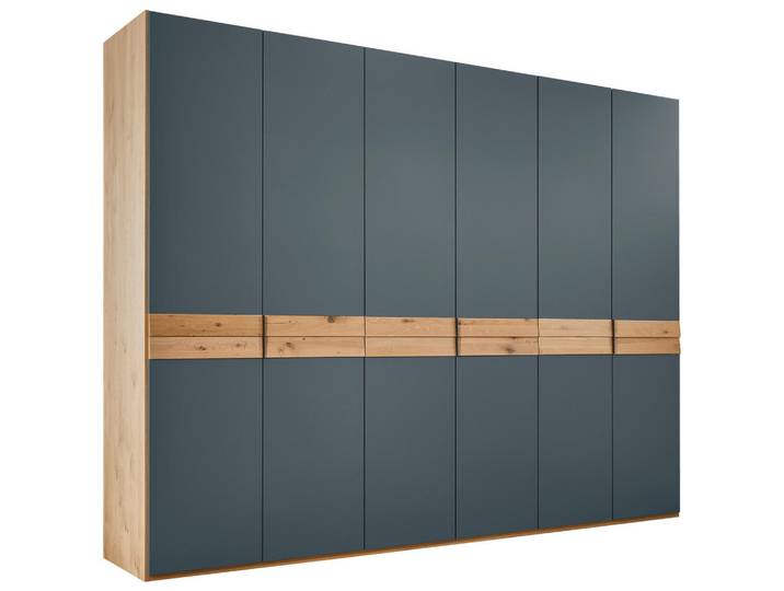 Dieter Knoll Drehtürenschrank Tizio, Eiche, Dunkelblau, Holz, Balkeneiche, furniert, 6 Fächer, 299.2x229.4x59.5 cm, Beimöbel erhältlich, Schlafzimmer, Kleiderschränke, Drehtürenschränke