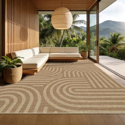 Garvee Modern Circles Easy Jute Area Rug