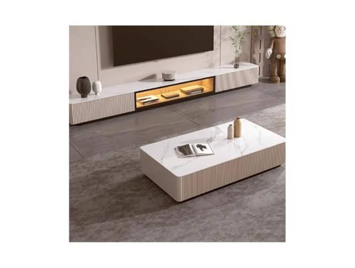 9bbhfJw4R Couchtisch im Landhausstil Rock Board Moderne Einfache Kleine Wohnung Boden Schrank Wohnzimmer Haushalt Kaffee Tisch(Weiß,Klein)