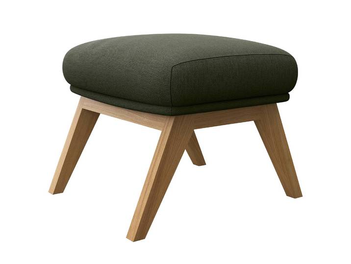 Repose-pieds AUDREY 54 x 41 x 41cm Vert/Vert de gris Chêne foncé Tissu Saia: Gris vert chiné