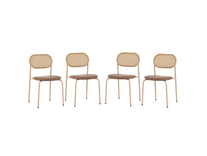 KOMHTOM Lot de 4 chaises de salle à manger en rotin marron, chaises de loisirs confortables et multifonctionnelles pour salon, chambre et salle à manger