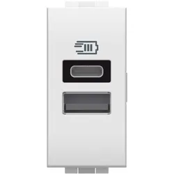 Legrand N4191AC LivingLight USB-Ladesteckdose 1 Modul mit 1x USB-A und 1x USB-C, Farbe Weiß