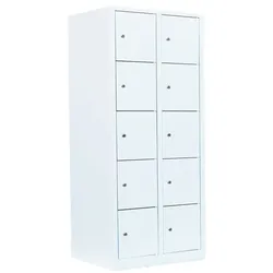 Lüllmann Schließfachschrank - 2 Abteile - 10 Fächer weiß