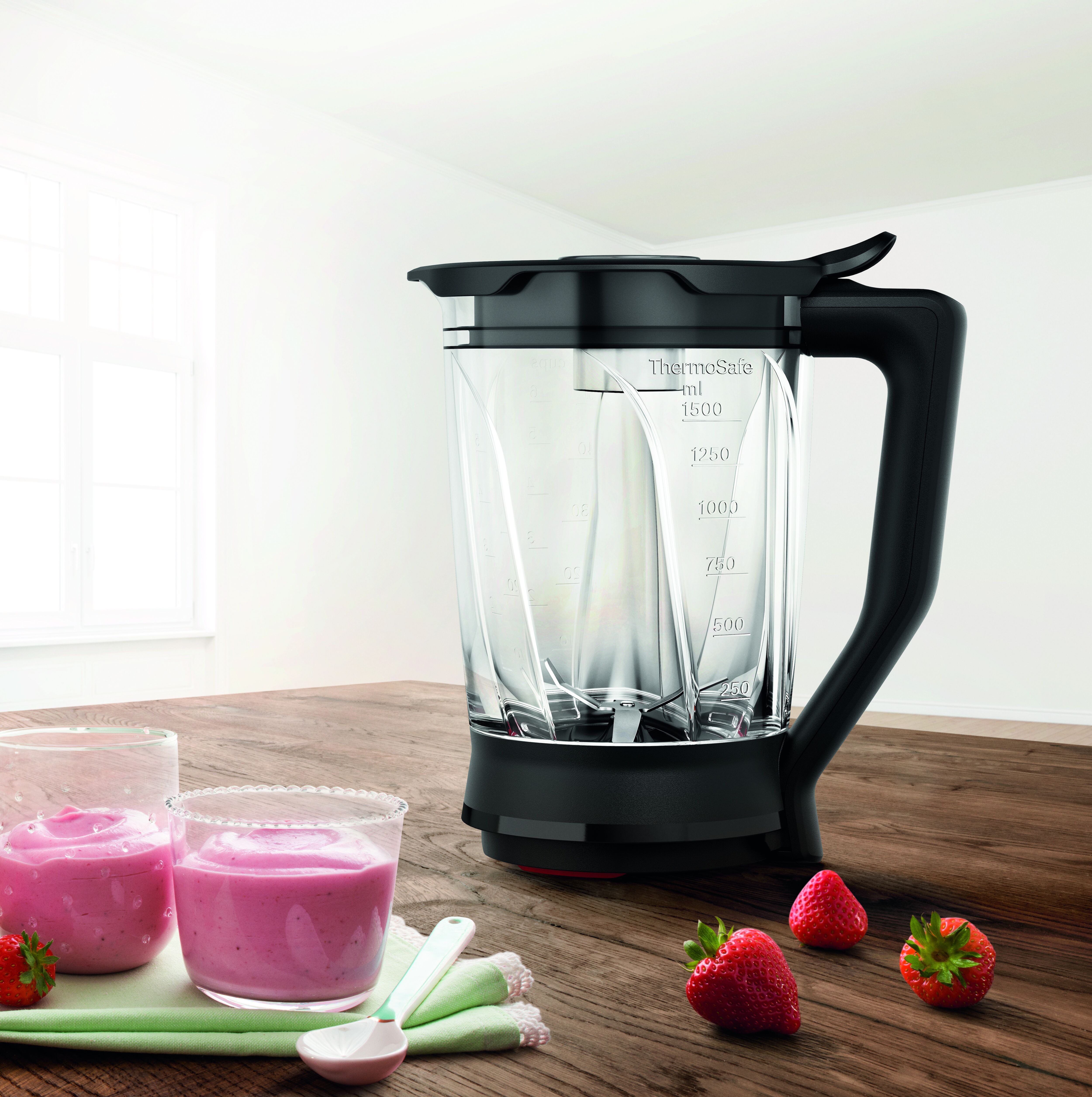 Mixaufsatz "MUZ9MX2", schwarz (transparent, schwarz), Küchenmaschinen-Aufsätze, aus Glas, geeignet für Bosch Küchenmaschinen MUM9…., Mixaufsatz