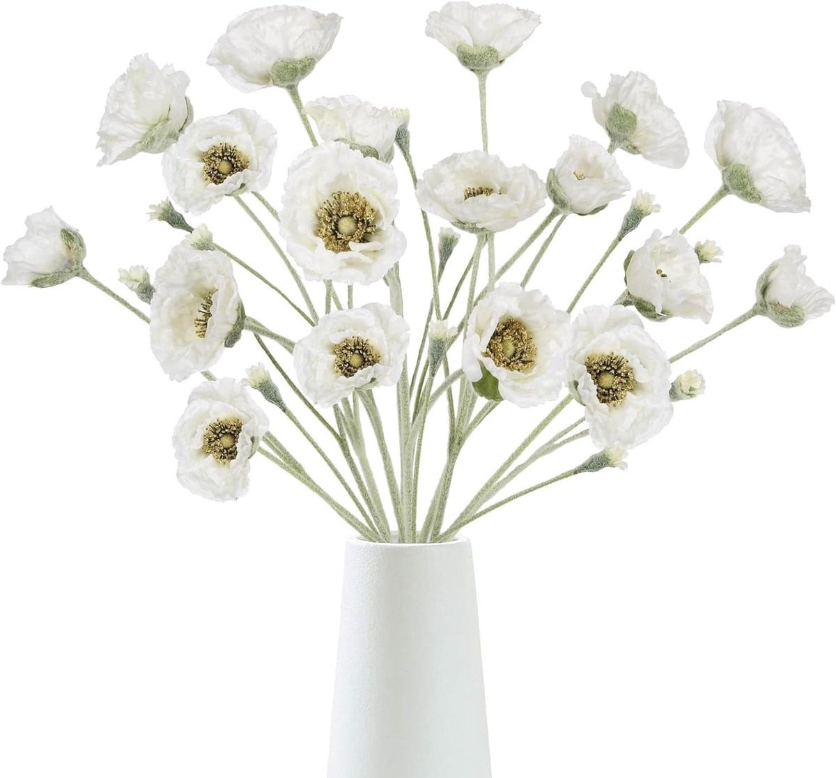 Kunstklaprozen zijden bloemen wit - 68 cm