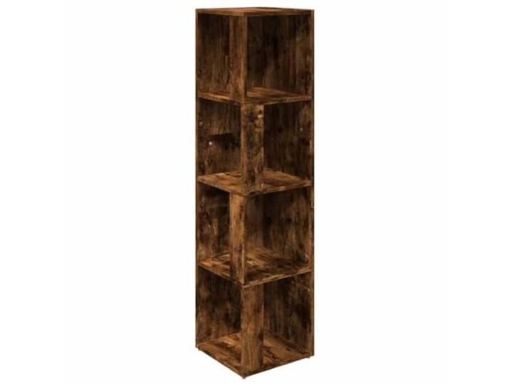 KLGBNCVE Eckregal Räuchereiche 33x33x132 cm Holzwerkstoff 4 Fächer, Seitenwände, Wandhalterung, Montageanleitung, feuchtes Tuch, Wohnzimmer, Schlafzimmer, Büro