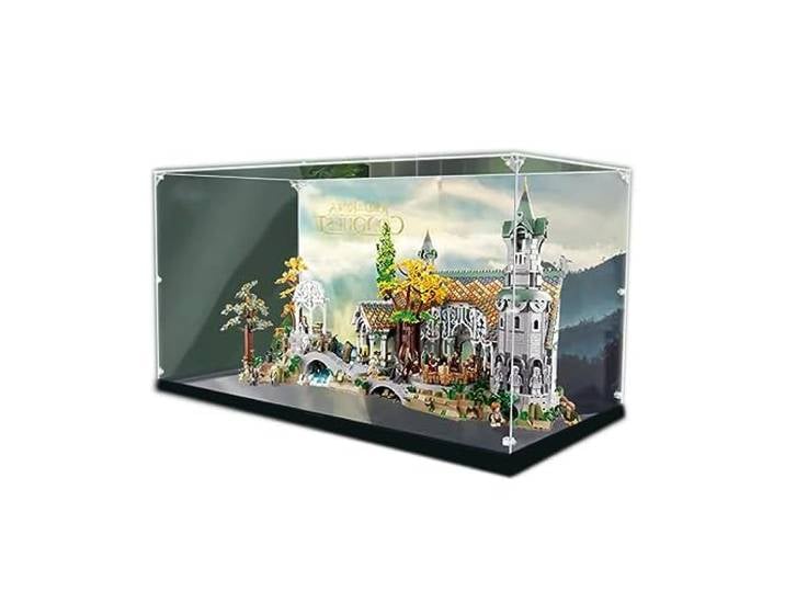 Acryl Vitrine für LEGO Icons Der Herr der Ringe: Rivendell 10316 - Anzeigen, Schützen & Dekorieren Sie Ihr Modell mit Staubdichter Lagerung (Hintergrund D(80 * 40 * 42))