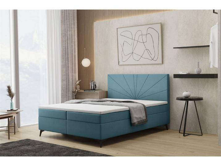 Fun Möbel Boxbett Schlafzimmerbett PONCE 200er in Stoff (inkl. Bettkasten, inkl. Kaltschaumtopper)