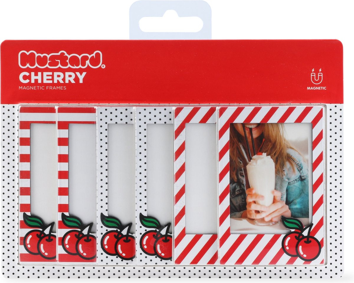Mustard Magnetische Cherry Fotohouders Set van 6 Stuks - Multicolor - Kunststof