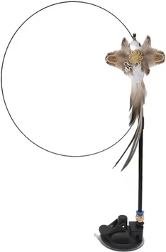 Inspire Curations FlutterChase Interactive Feather Bird Wand Toy For Cats a sucker