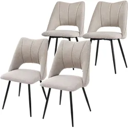 ESSZIMMERSTÜHLE 4ER-SET Beige Stoffbezug