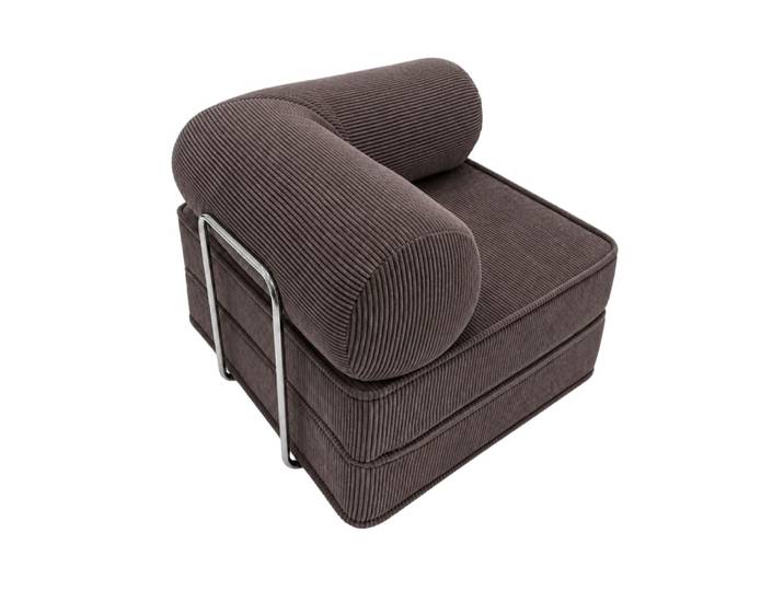 Fauteuil convertible avec accoudoirs en velours côtelé marron