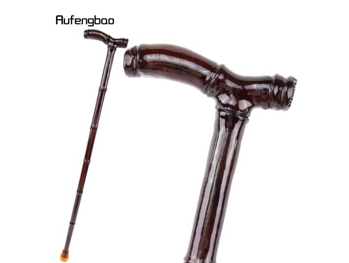 Bâton de Marche en Bois de Bambou Brun à Joint Unique, Béquille Décorative de Cosplay, Béquille d'Halloween, Crosier, 92cm