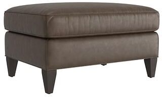 Cameron Leather Ottoman - Taupe Leather, Taupe Flannel - Ballard Designs