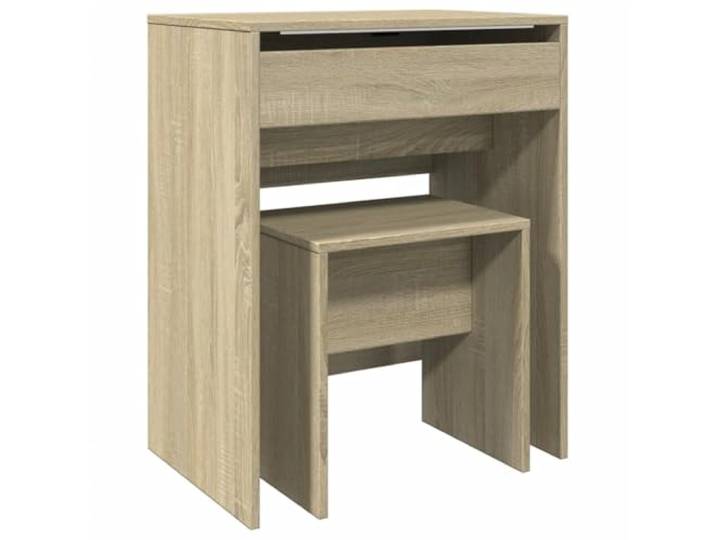 HNSMFPRE Schminktisch und Hocker, 60 x 40 x 113,5 cm, Sonoma-Eiche Gebrauchsspiegel, 1 Aufbewahrungsfach, Holzwerkstoff, Wandbefestigung im Lieferumfang enthalten, Schlafzimmer