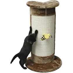 Kerbl Kratzsäule CORNER braun, 58cm mit Biene am Band (58 cm, Braun), Katzenbaum