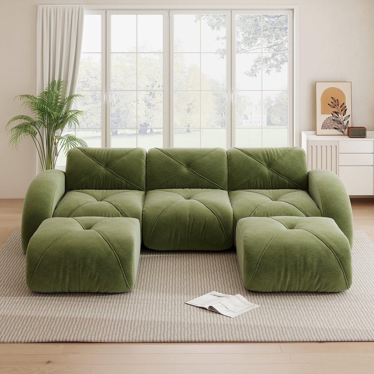 MODFU Modulaire Bank - Frameloos - Chenille - Groen