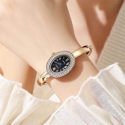 Fusion Finds Luxury Women's Bracelet Watch With Oval Roman Dial & Quartz Movement gold Black