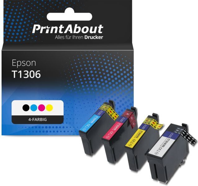 PrintAbout Druckerpatrone kompatibel mit Epson T1306 - 4-farbig - Hohe Kapazität - Multipack
