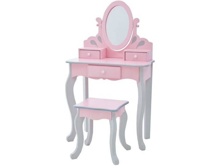 Coiffeuse enfant Teamson Kids rose/gris 63 X 32 X 99