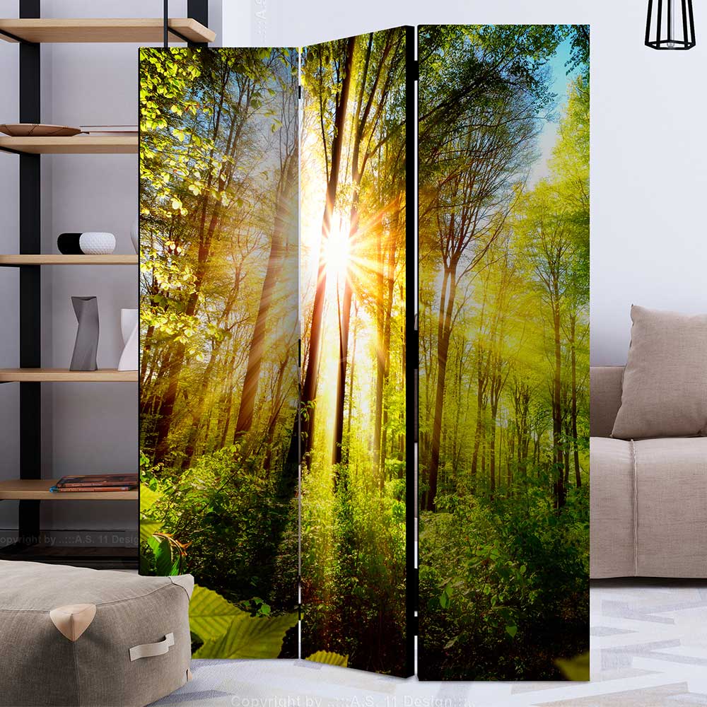Pharao24.de Trennwand Paravent in Bunt Wald Motiv