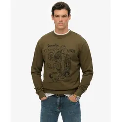 Superdry für Herren. M2014249A Tokyo Narrative Lose Sweatshirt braun grünlich braun (XL), Lässig, Baumwolle