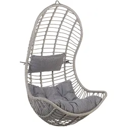 HÄNGESESSEL PE Rattan grau mit Sitzkissen Pineto