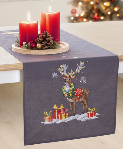 Stickläufer "Happy Christmas"
