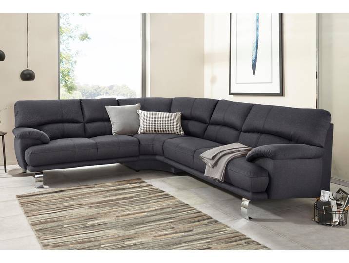 Ecksofa, Microfaser Vintage, Dunkelgrau, 280×240 cm, Hoher Sitzkomfort, Modern, TRENDMANUFAKTUR