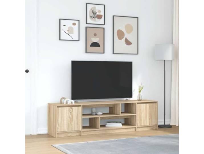 HEFZGDB TV-Schrank Sonoma-Eiche 188,5x41x50 cm Holzwerkstoff mit praktischen Türen und robuster Oberplatte für Multimedia-Geräte, Stauraum Möbel für Wohnzimmer