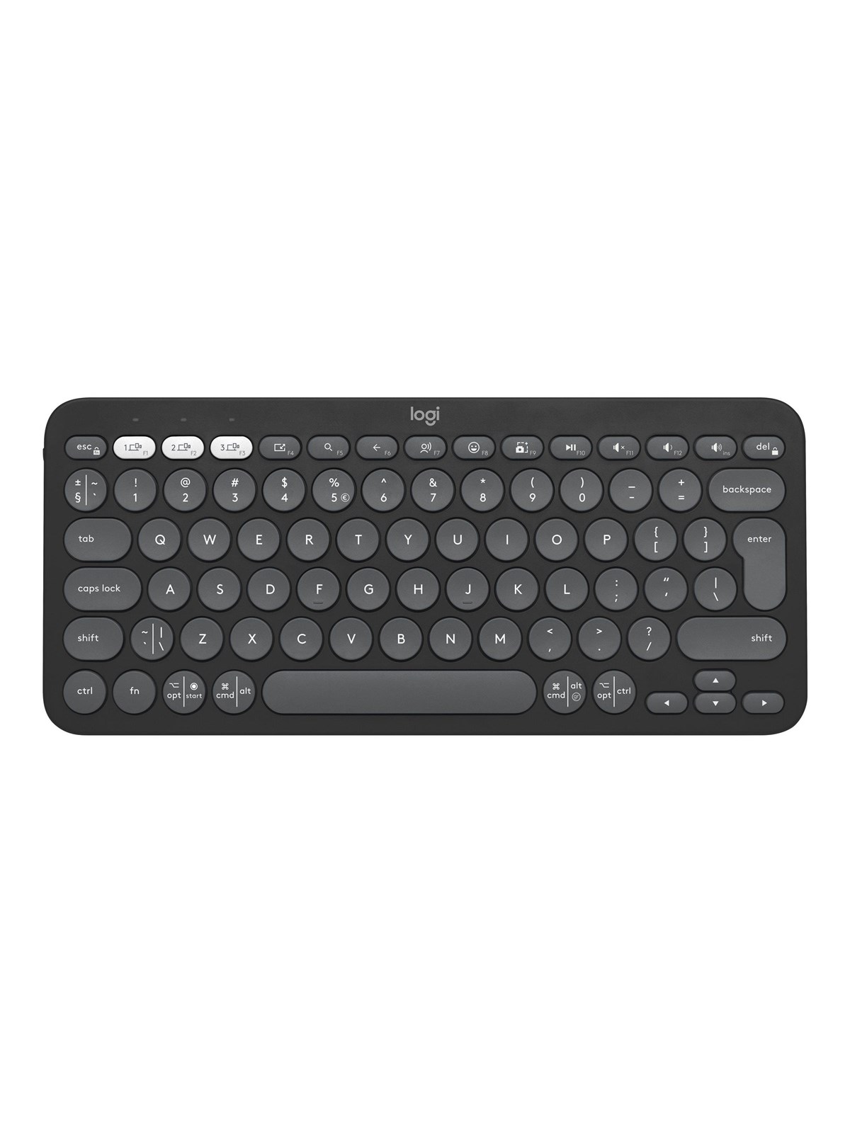 Logitech Pebble Keys 2 K380s Wireless Keyboard - Tonal Graphite - Tastatur - 60% - Universal - Schwarz