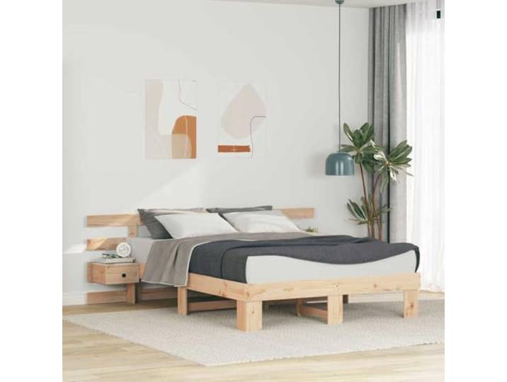 YUTAASU Bettrahmen mit Kopfteil Braun 160 x 200 cm Massives Kiefernholz Plattform-Lattenrost Design, Stabile Konstruktion, Einfache Montage, Pflegeleicht