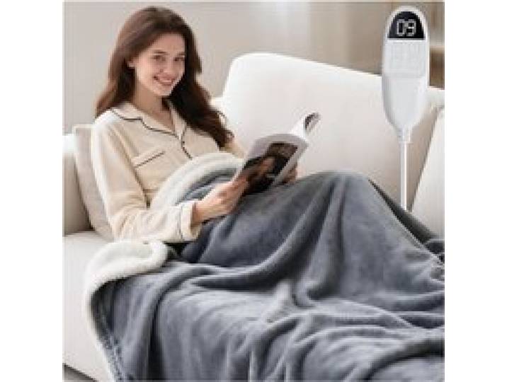 Couverture Chauffante Électrique 180x130 cm avec Fonction Darrêt Automatique 9 Niveaux de Chauffage 9 Réglages Temps Protection
