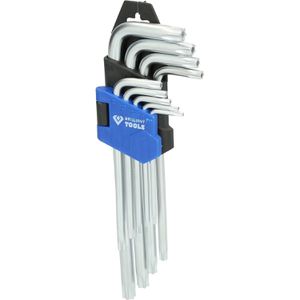 Brilliant-Tools Torx-Winkelschlüssel BT044009, 9-teilig, mit Bohrung, TX10 - TX50