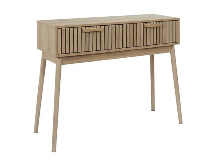HOME DECO FACTORY Holzkonsole 2 Schubladen Klaus Wohnzimmer Flur Braun Holzwerkstoff, Konsole Modell Klaus, 2 Schubladen, Wohnzimmer oder Flur, elegantes Design, 100x80x35 cm, Braun