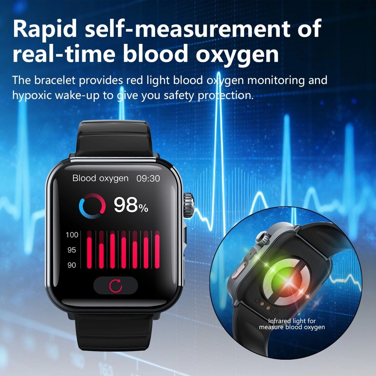 INF Smartwatch mit BLE 5.3, IP65 Wasserschutz, 260 mah Akku, 52 Sportmodi, kompatibel mit Joeme fit, eloxiertes Aluminium &