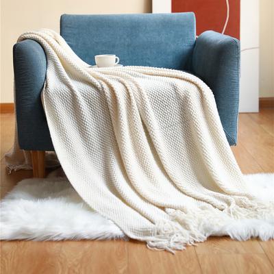 Youfap Market Textile City Tassel Knitted Throw Blanket, Winter Warm Decorative Bedspread white s