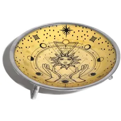 Triple Leg Enamelled Offering Plate - Hands & Sun