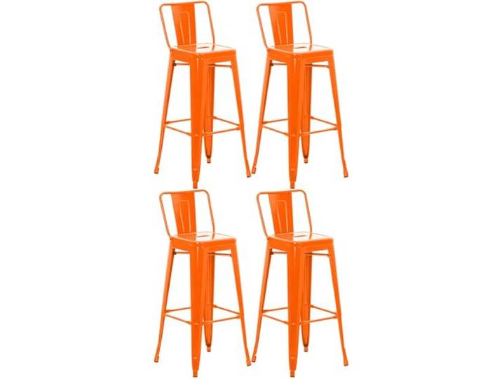CLP Barhocker 4er Set mit Lehne im Industrial-Look Mason, mit Rückenlehne und Fußablage, Barstuhl mit Rückenlehne und Bodenschoner Farbe orange