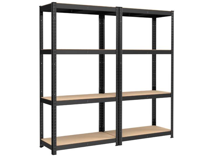 Lots de 2 rayonnages métalliques planches réglables 520 kg noir