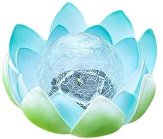Uplifted Finds Solar Decorative Lotus Light   Waterproof Cracked Glass Ball Flower Lamp For Gardens & Courtyards blue