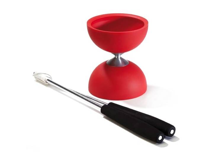 Eureka 515704 Acrobat 105 rubberen diabolo met aluminium handstickers, rood